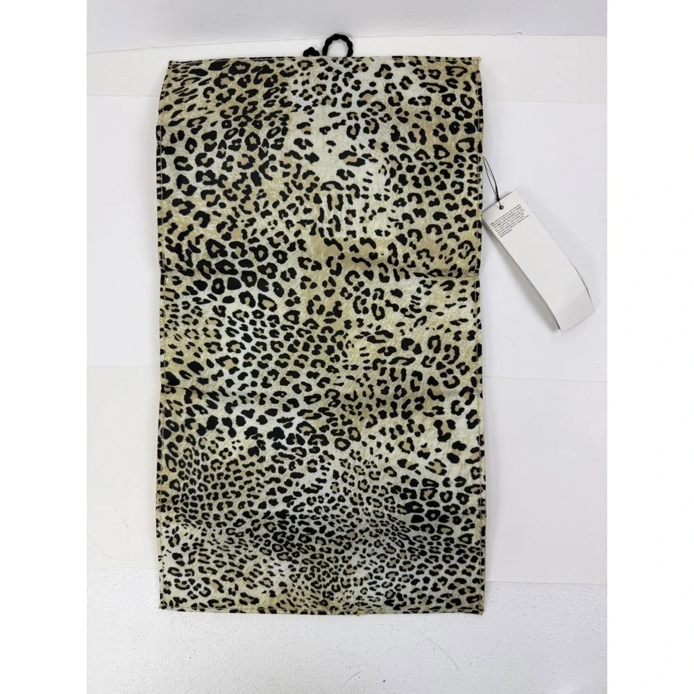 Chicos Leopard Print Jewelry Roll Travel Organizer Case Tassel Tie NWT